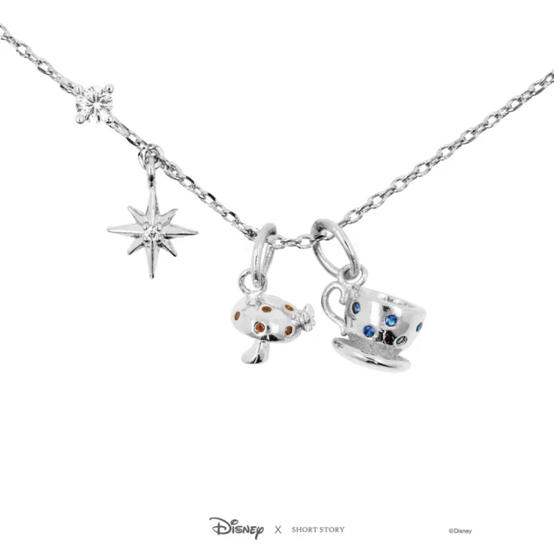 Disney Necklace Alice In Wonderland, Silver 3 Disney Necklace Alice In Wonderland, Silver