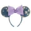 Disney Parks Minnie Mouse Denim And Lavender Ears Headband For Adults -Disney 428403352555
